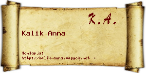 Kalik Anna névjegykártya