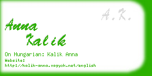 anna kalik business card